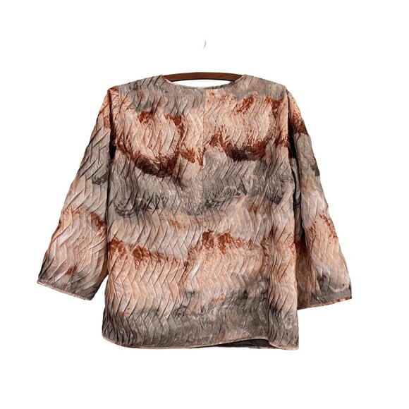 Chicos Womens Pink Taupe Watercolor Elegant Textured Open Lightweight Jacket M - Picture 3 of 5